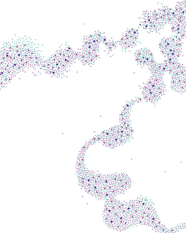 step 1: multi-color dots forming star clusters